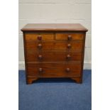 AN EARLY 20TH CENTURY MAHOGANY CHEST OF TWO SHORT OVER THREE LONG DRAWERS width 84cm x depth 51cm