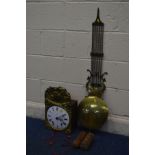 A FRENCH BRASS WALL CLOCK with a 7 1/2'' enamel dial roman numerals and signed Nicola A Baud (