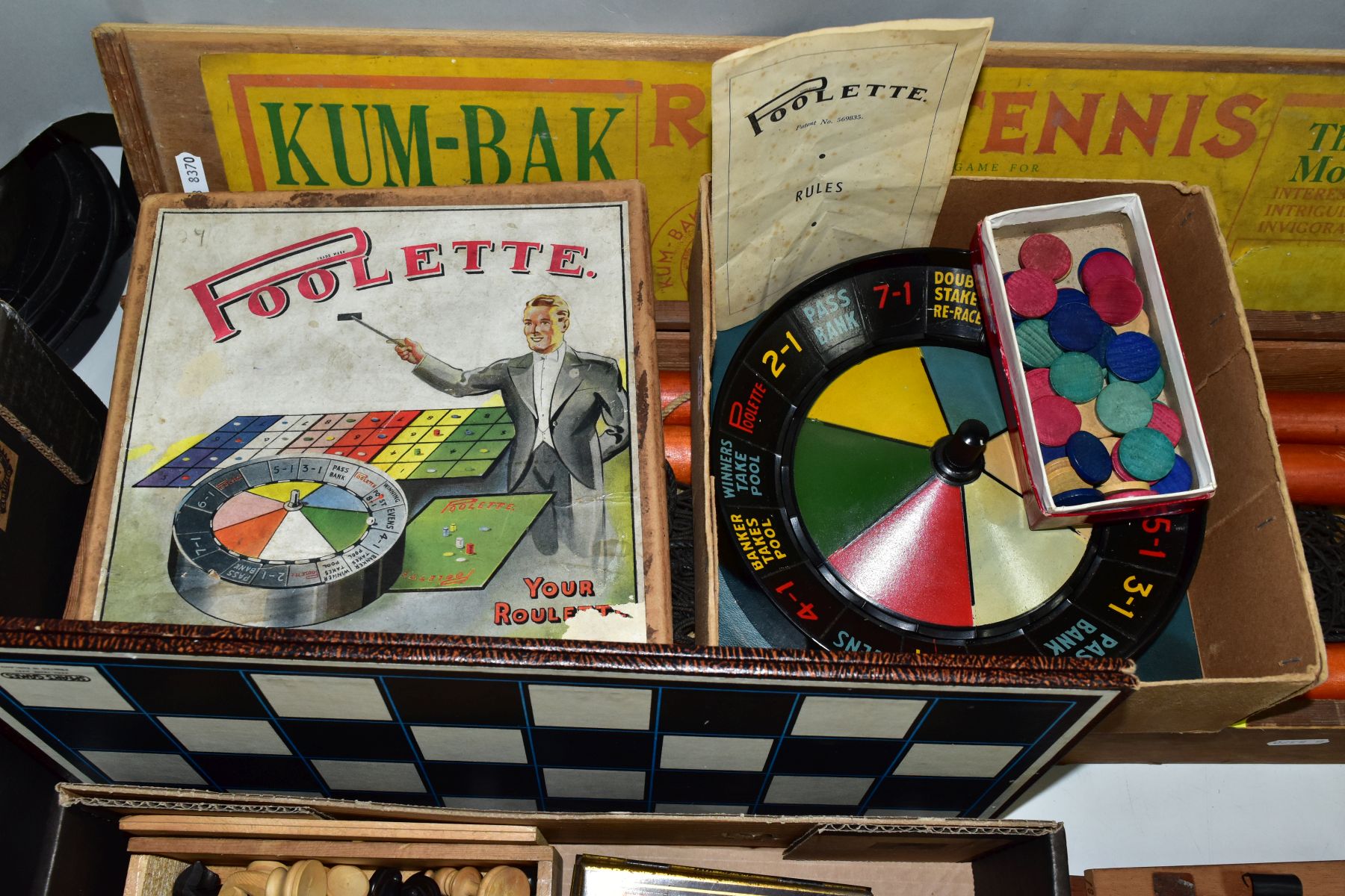 A COLLECTION OF VINTAGE GAMES ETC, including a wooden cased 'Kum-Bak Ring Tennis', a boxed ' - Image 5 of 5