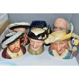 FOUR ROYAL DOULTON LARGE CHARACTER JUGS AND TWO OTHERS SIMILAR, comprising Scaramouche D6814,