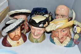 FOUR ROYAL DOULTON LARGE CHARACTER JUGS AND TWO OTHERS SIMILAR, comprising Scaramouche D6814,