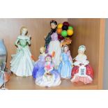 SIX ROYAL DOULTON FIGURES, comprising Peggy HN2038, Wendy HN2169, Marie HN1570, Monica HN1467, Grace