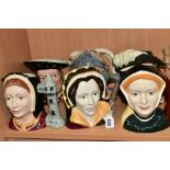 SIX LARGE ROYAL DOULTON CHARACTER JUGS, comprising Henry VIII D6642, Catherine of Aragon D6643,