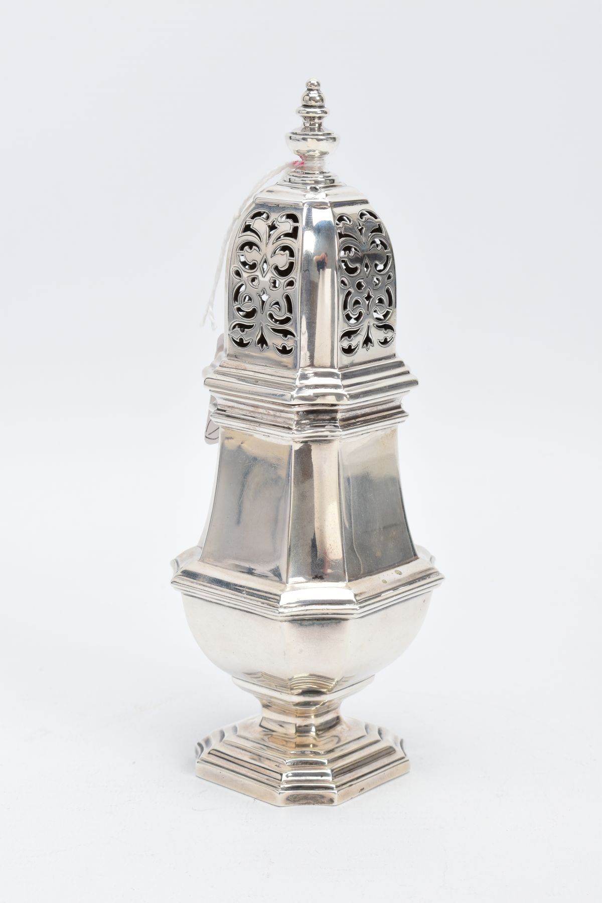 A SILVER GEORGIAN SUGAR SIFTER, plain polished design with an openwork cover, hallmarked London 1927 - Image 2 of 7