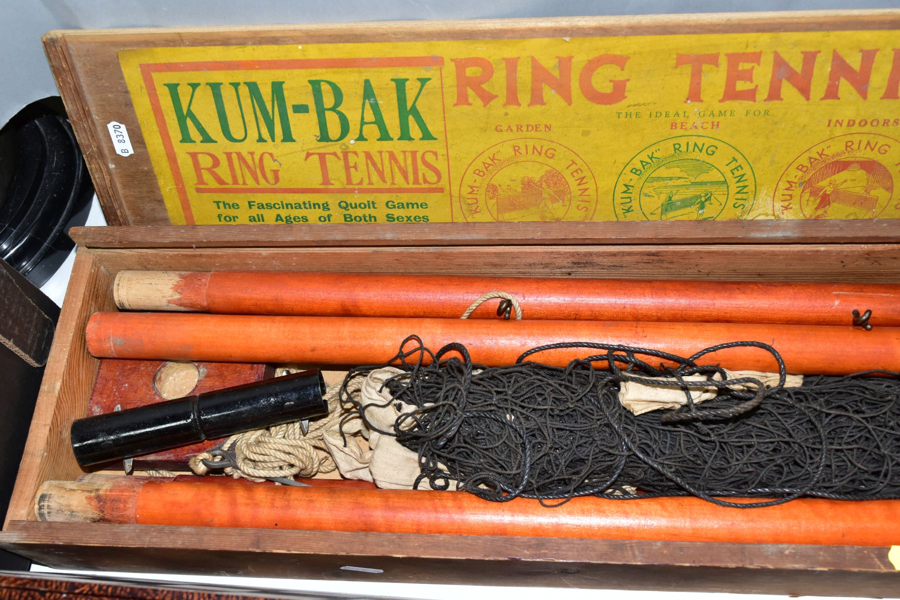 A COLLECTION OF VINTAGE GAMES ETC, including a wooden cased 'Kum-Bak Ring Tennis', a boxed ' - Image 3 of 5