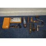 A COLLECTION OF WOODWORKING TOOLS including a Stanley No 4 plane a Stanley No 78 Plough plane a