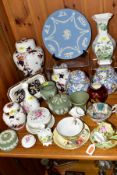 A COLLECTION OF DEORATIVE CERAMICS, to include Royal Crown Derby, 'Derby Posies', tea strainer and