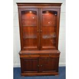 A MARKS AND SPENCERS, CADOGIAN RANGE, CHERRYWOOD DOUBLE GLAZED DISPLAY CABINET with two drawers