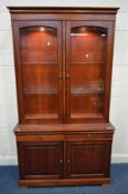 A MARKS AND SPENCERS, CADOGIAN RANGE, CHERRYWOOD DOUBLE GLAZED DISPLAY CABINET with two drawers