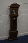 A MODERN OAK GRANDDAUGHTER CLOCK height 159cm