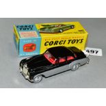 A BOXED CORGI TOYS BENTLEY CONTINENTAL SPORTS SALOON, No 224, black over silver body, red