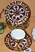 A SET OF SIX ROYAL CROWN DERBY IMARI 1128 SAUCERS AND A CUP, printed and impressed marks, all