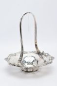 A TIFFANY & CO STERLING SILVER BASKET, with an openwork rose and rose bud detailed surround and