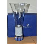 A BOXED SWAROVSKI CRISTALLINE COLLECTION CONICAL VASE, with facet cut mirrored base, minor nibbles