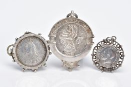 THREE FOBS, the first a circular 'English Golf Union' fob, hallmarked Birmingham, together with