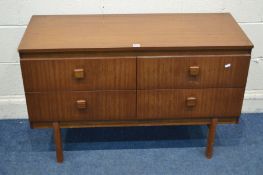 A MID 20TH CENTURY TEAK SIDEBOARD/CHEST OF FOUR DRAWERS width 109cm x depth 43cm x height 69cm