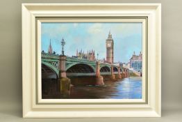 HILARY BURNETT COOPER (BRITISH CONTEMPORARY) 'WESTMINSTER BRIDGE', a London view across the