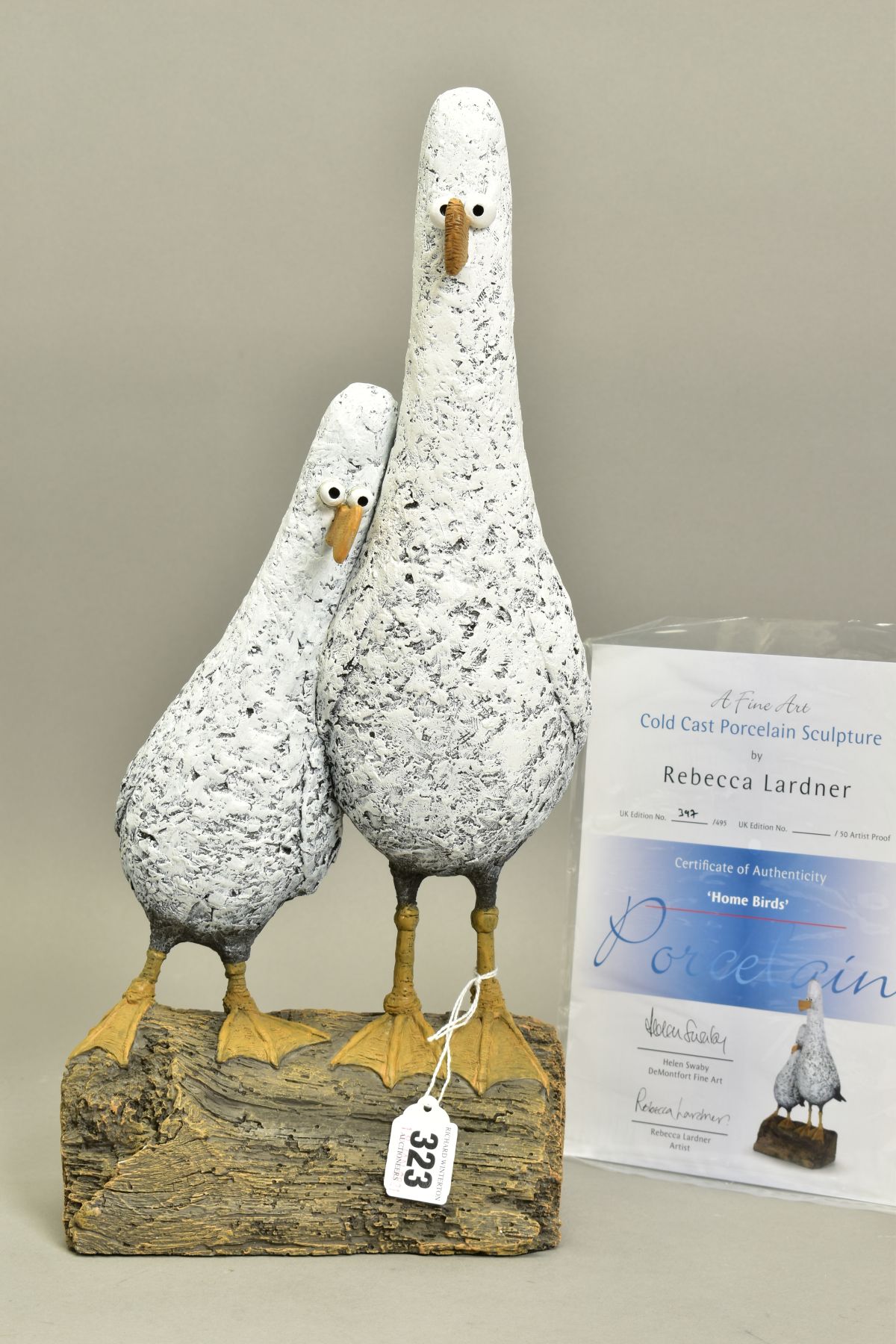 REBECCA LARDNER (BRITISH 1971) 'HOME BIRDS', a limited edition sculpture of two birds, 397/495, - Image 8 of 9