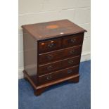 A SMALL MODERN MAHOGANY CHEST OF TWO SHORT OVER THREE LONG DRAWER width 63cm x depth 40cm x height