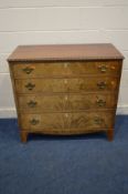 A GEORGE III MAHOGANY STRAIGHT FRONT CHEST OF FOUR LONG GRADUATING DRAWERS moulded top edge ivory