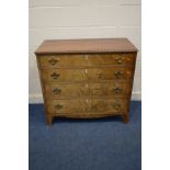 A GEORGE III MAHOGANY STRAIGHT FRONT CHEST OF FOUR LONG GRADUATING DRAWERS moulded top edge ivory