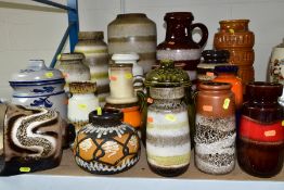 A COLLECTION OF WEST GERMAN FAT LAVA VASES AND STORAGE JARS, tallest approximately 45cm, shortest