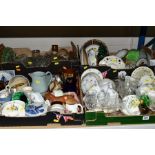 FOUR BOXES OF GLASSWARE AND CERAMICS, including a Duchess 'Greensleeves' pattern tea set for six