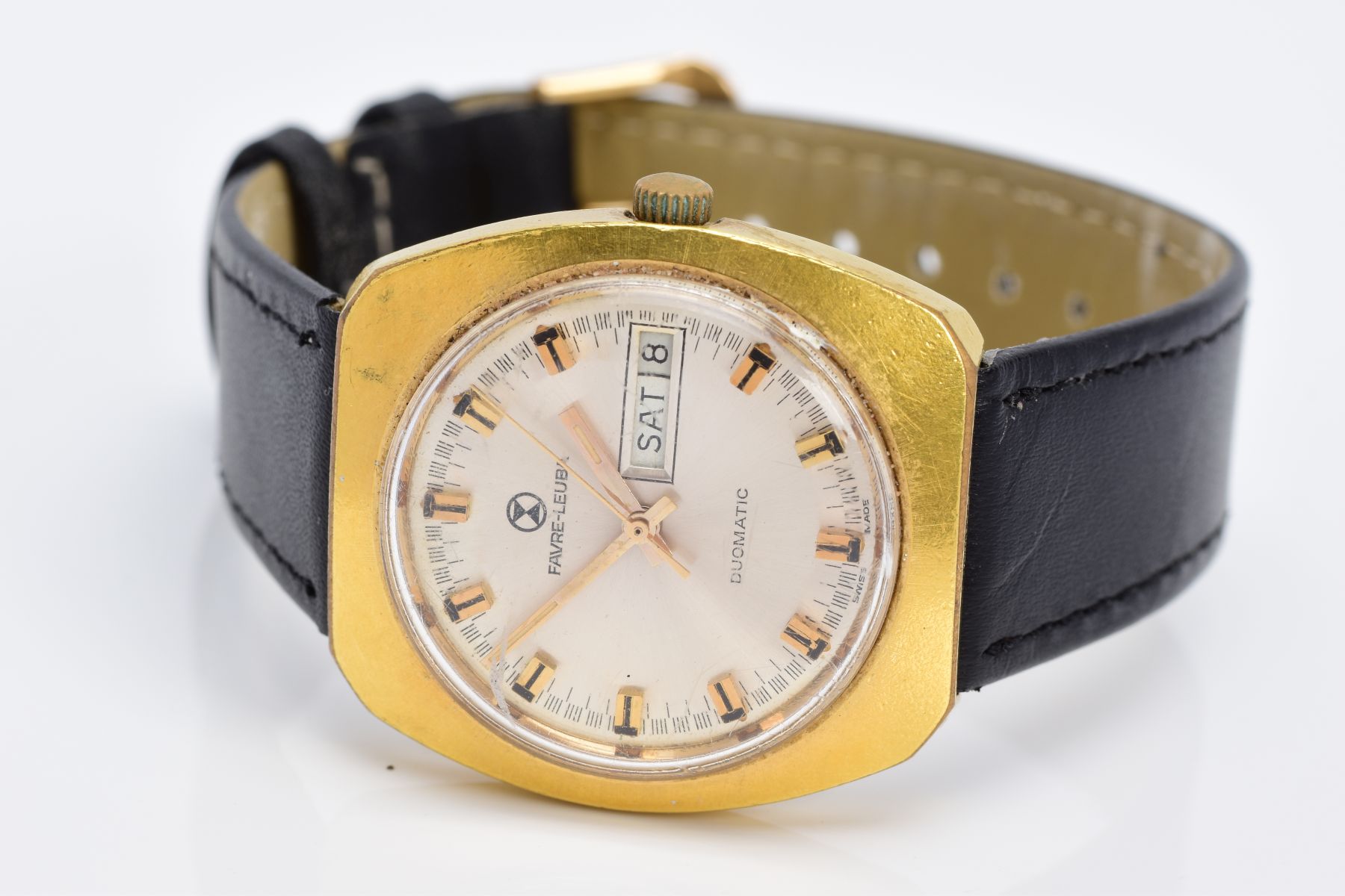 A GENTS FAVRE-LEUBA WRISTWATCH, silver tone dial signed 'Favre-Leuba Duomatic', baton markers, - Image 3 of 5