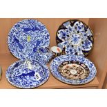 A SMALL GROUP OF ROYAL CROWN DERBY comprising 'Peacock Blue' pattern muffin dish, low comport,