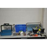 TWO TRAYS AND TWO TOOLBOXES CONTAINING AUTOMOTIVE AND ENGINEERING TOOLS including spring