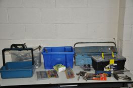 TWO TRAYS AND TWO TOOLBOXES CONTAINING AUTOMOTIVE AND ENGINEERING TOOLS including spring