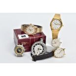 A SELECTION OF WRISTWATCHES AND PARTS, to include three wristwatches such as a gents cased '