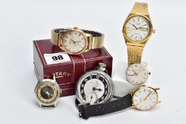 A SELECTION OF WRISTWATCHES AND PARTS, to include three wristwatches such as a gents cased '