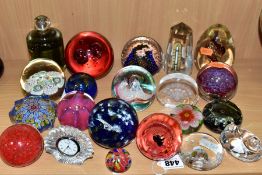A GROUP OF GLASS PAPERWEIGHTS, etc, to include Caithness 'Red Poppy', 'Concorde Tribute', '