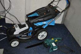 A MACALLISTER ELECTRIC LAWN MOWER with 36cm blade and an Oregon electric chain saw ( both PAT pass