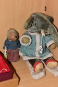 A FARNELL ALPHA TOYS CELESTE THE ELEPHANT, C.1930's grey mohair head, trunk, arms and legs, woodwool