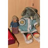 A FARNELL ALPHA TOYS CELESTE THE ELEPHANT, C.1930's grey mohair head, trunk, arms and legs, woodwool