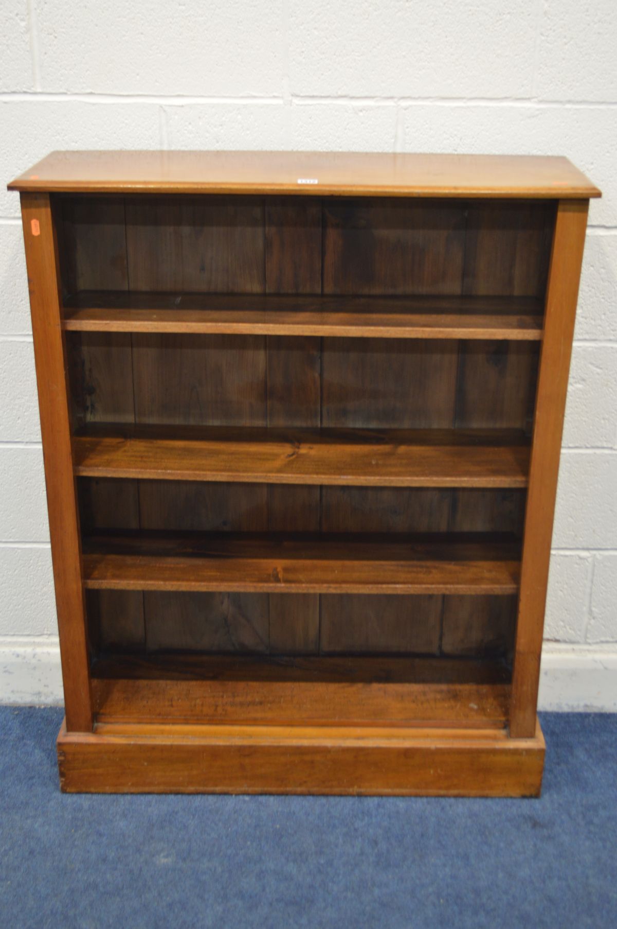 A VICTORIAN WALNUT OPEN BOOKCASE with three adjustable shelves width 95cm x depth 30cm x height - Image 2 of 3