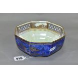 A WEDGWOOD OCTAGONAL DRAGON LUSTRE BOWL, pattern no Z4820, the exterior with gilt dragons on a