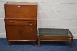 A MID 20TH CENTURY TEAK BUREAU with a single drawer width 76cm x depth 41cm x height 107cm and a