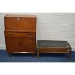 A MID 20TH CENTURY TEAK BUREAU with a single drawer width 76cm x depth 41cm x height 107cm and a