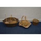 A SELECTION OF WICKER VARIOUS BASKETS (9)