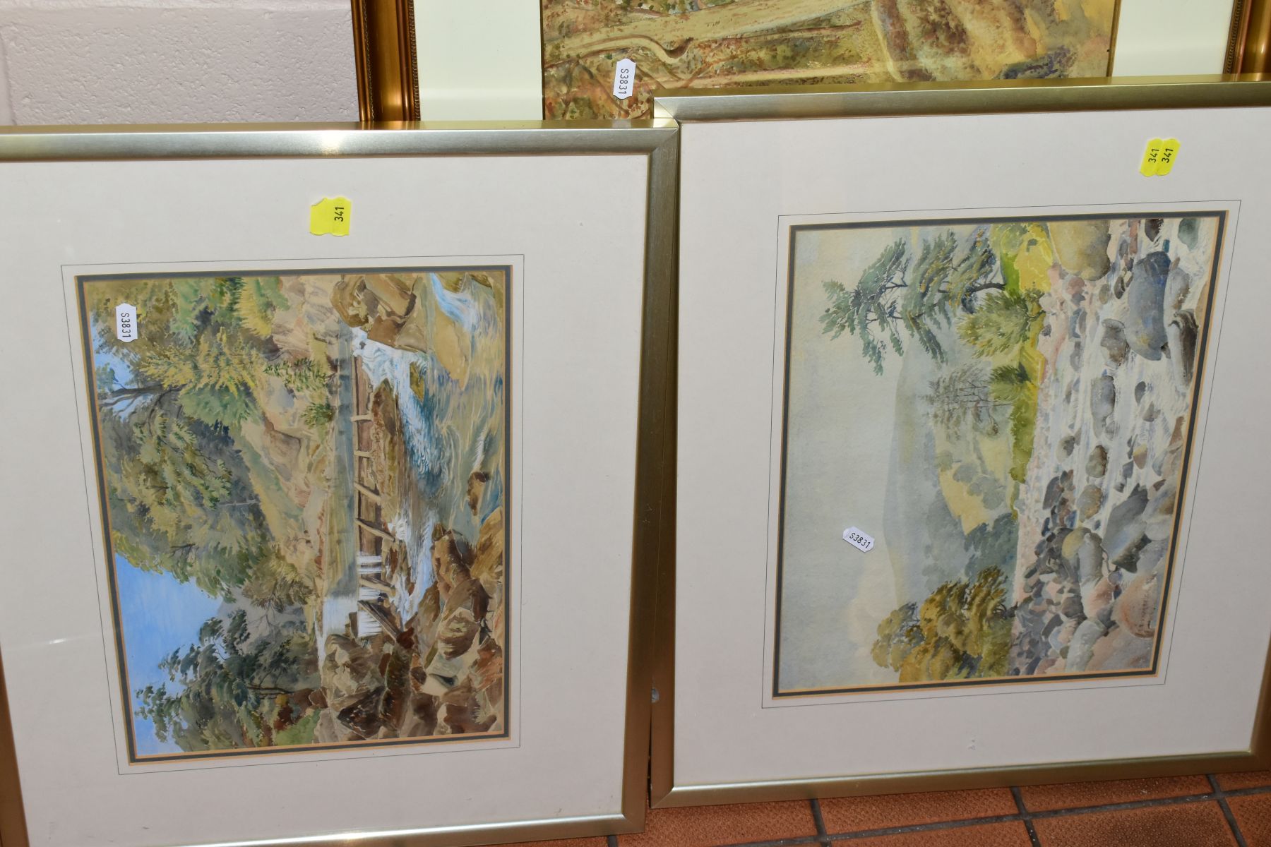 FIVE WATERCOLOUR PAINTINGS, comprising three Archibald Jones landscapes, signed and dated 1912, - Image 4 of 6