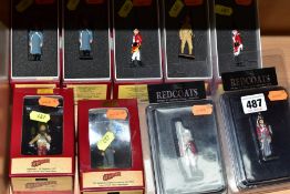 A QUANTITY OF BOXED BRITAINS REDCOAT CLASSIC COLLECTION SINGLE SOLDIER FIGURES, No's 44001, 44002,