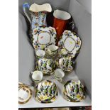 A ROYAL ALBERT CROWN CHINA BOGNOR PATTERN TEA SET FOR TWELVE SETTINGS AND TWO WASH JUGS, the tea set