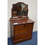 AN EDWARDIAN MAHOGANY DRESSING CHEST with a single mirror width 92cm x depth 49cm x height 150cm