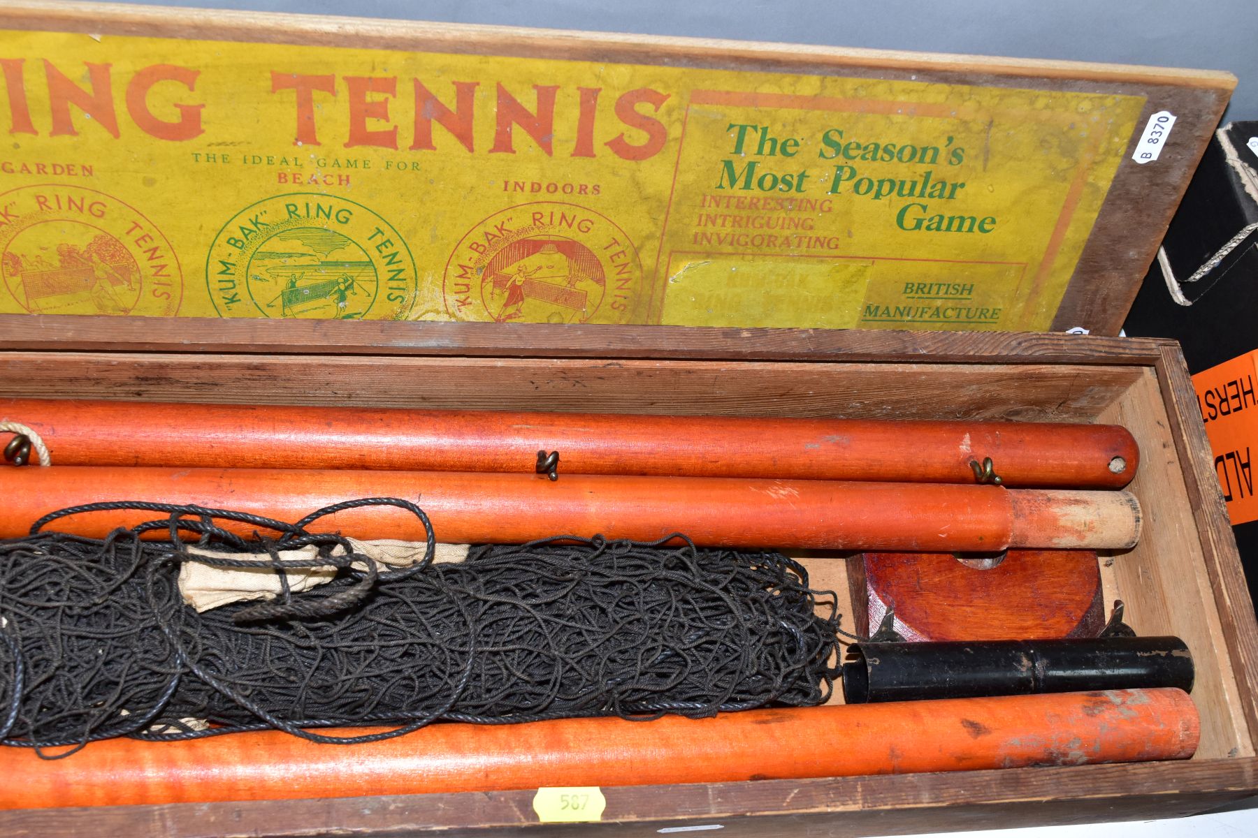 A COLLECTION OF VINTAGE GAMES ETC, including a wooden cased 'Kum-Bak Ring Tennis', a boxed ' - Image 4 of 5