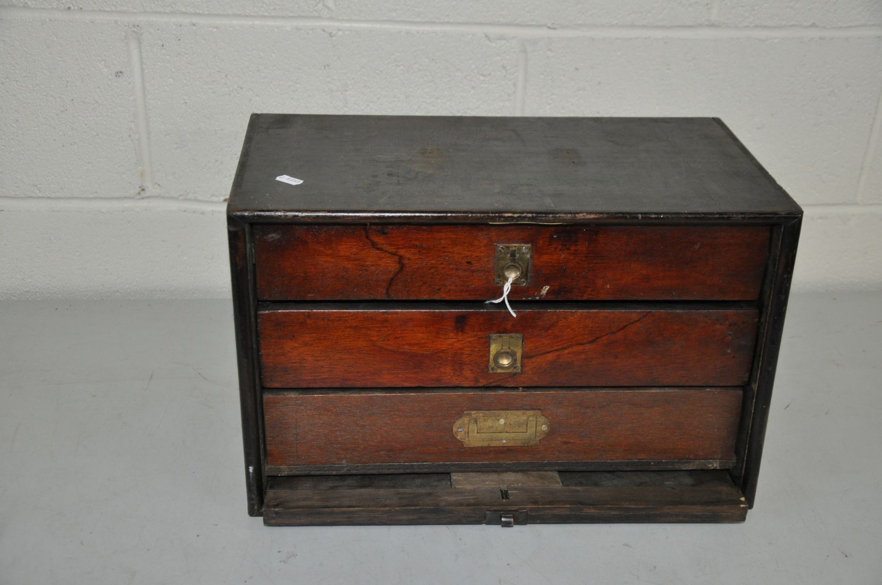 A VINTAGE ENGINEERS TOOL CHEST with lift off front and three long internal drawers 47cm wide x - Image 2 of 3