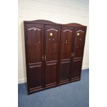 TWO MAHOGANY DOUBLE DOOR WARDROBE width 89cm x depth 61cm x height 187cm