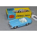 A BOXED CORGI TOYS MERCEDES-BENZ 3005L OPEN ROADSTER, No 303, blue body, white interior, smooth